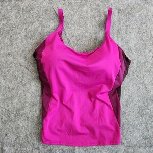 Athleta Coastline Bra Cup Tankini Top Women's 36 D/DD Pink Swimsuit Sport Gym